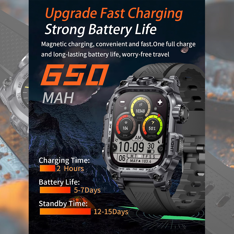 Smartwatch I121 Flashlight 650mAh Durable for Outdoor Sports