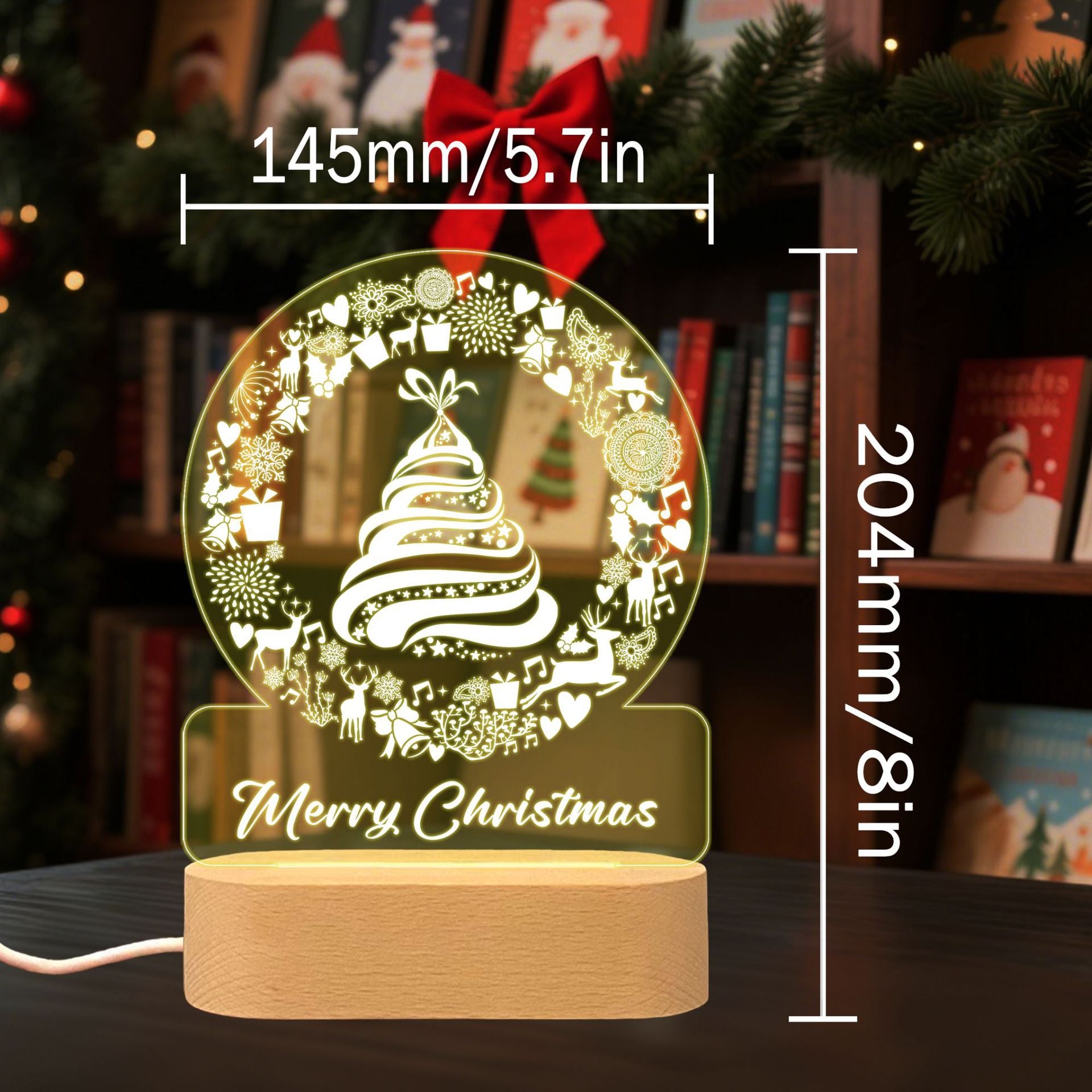 Christmas themed scene personalized night light table gift - Chronus