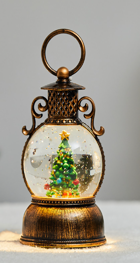 Christmas decoration luminous retro portable wind lantern ornaments USB music snow small oil lamp arrangement supplies - Chronus