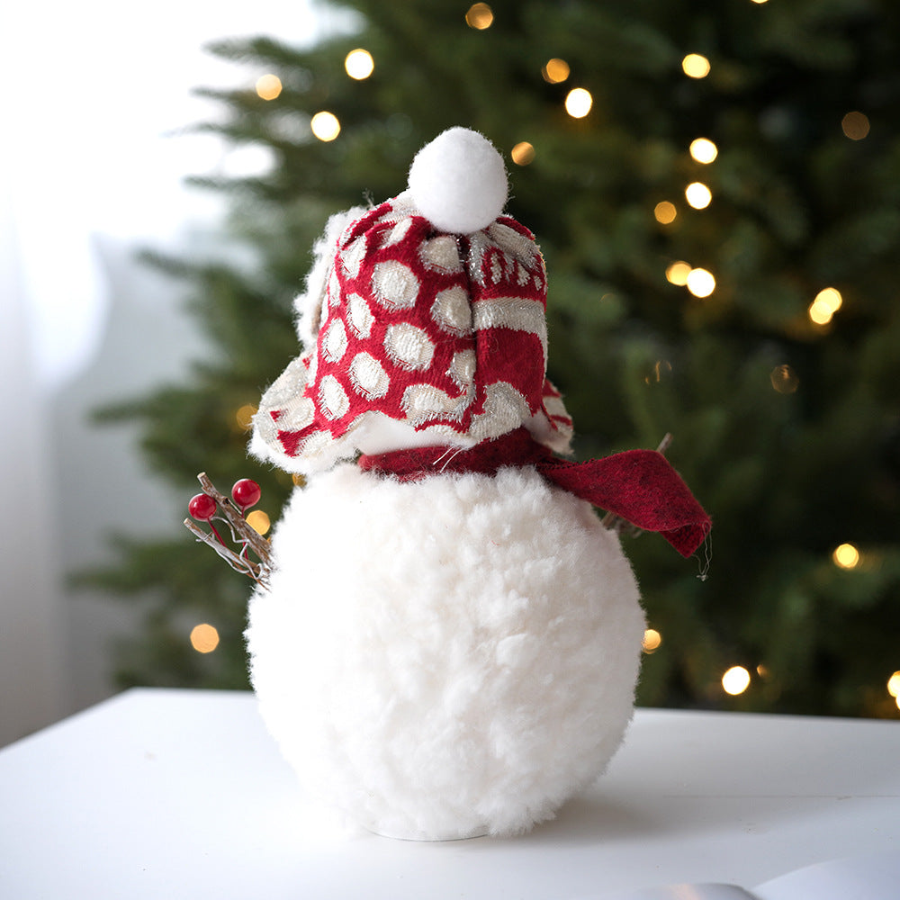 【3pack】 Plush knitted Christmas snowman doll ornaments Christmas desktop atmosphere decoration arrangement - Chronus