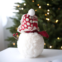【3pack】 Plush knitted Christmas snowman doll ornaments Christmas desktop atmosphere decoration arrangement - Chronus
