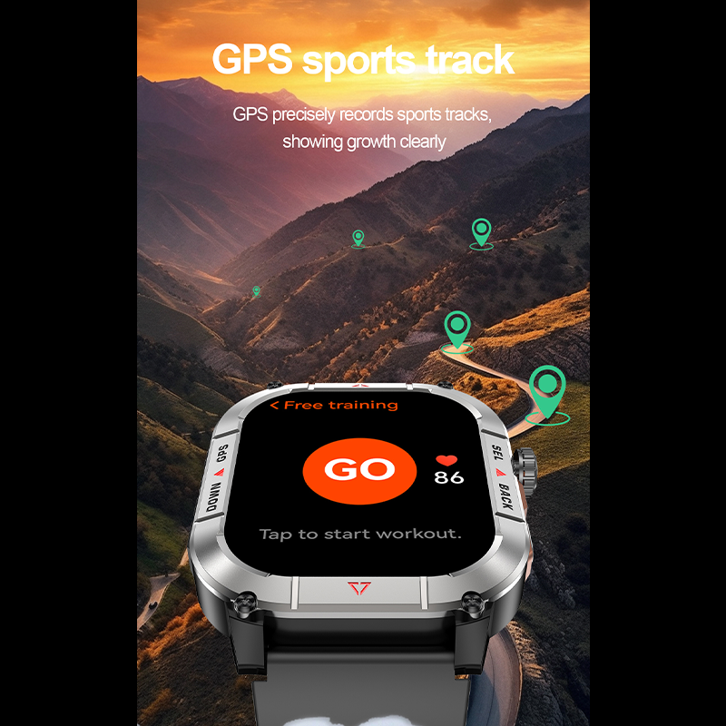 Smartwatch HK84 3ATM Waterproof GPS Compass AMOLED