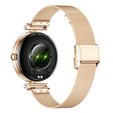 Smartwatch feminino elegante de 1,09 polegadas com design de diamante – Chamadas Bluetooth, ritmo cardíaco, SpO₂, monitorização do sono e atividades físicas com características de bem-estar feminino.