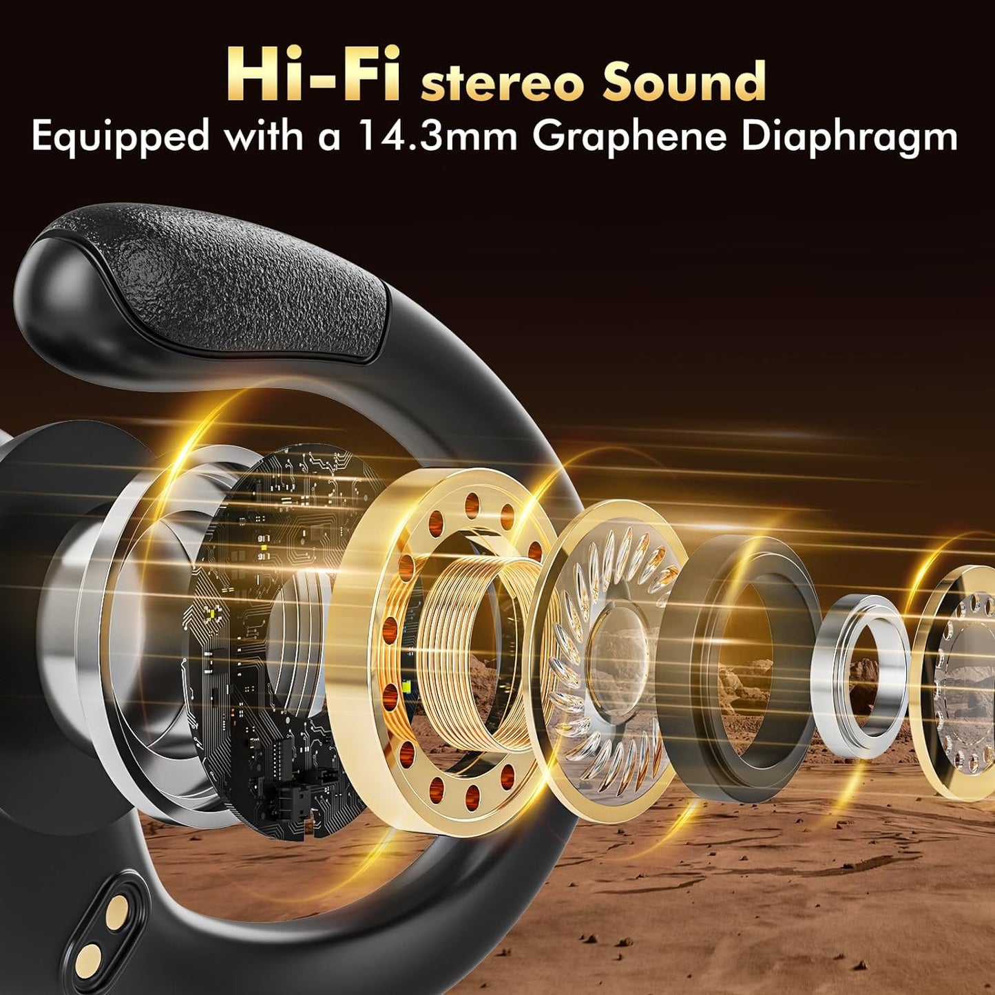 Wireless Earbuds Bluetooth Headphones 80hrs Playback Ear Buds Power Display with Noise Canceling Mic with Ear Hooks for Sports/Workout/Running