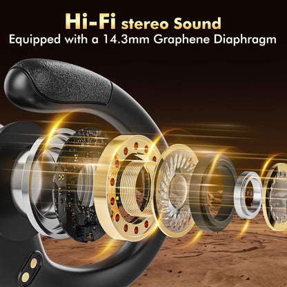 Wireless Earbuds Bluetooth Headphones 80hrs Playback Ear Buds Power Display with Noise Canceling Mic with Ear Hooks for Sports/Workout/Running