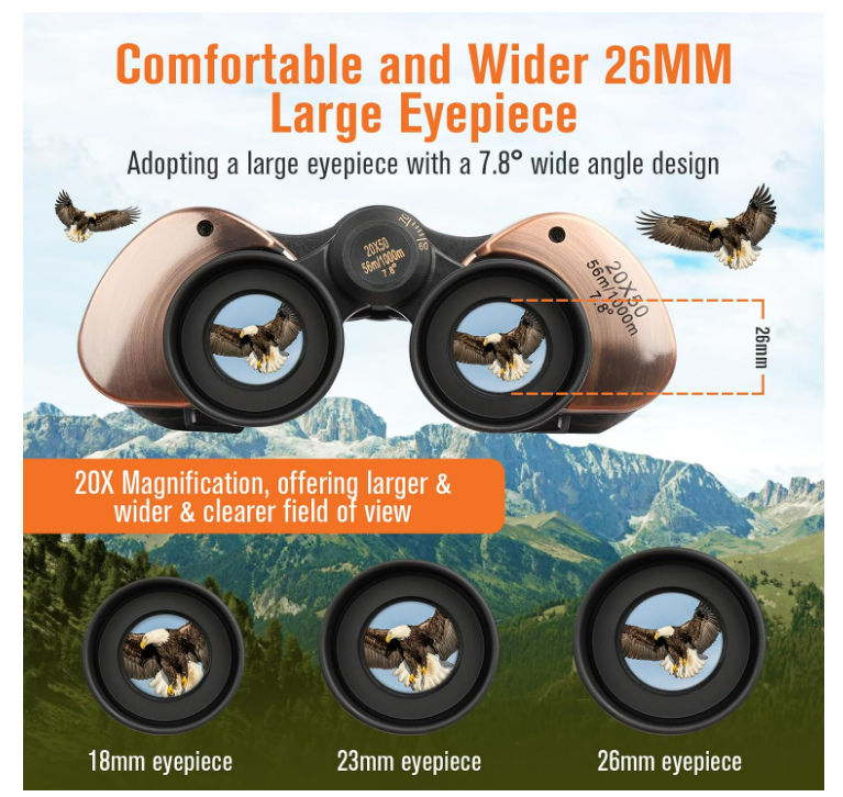 20x50 Binoculars for Adults HD High Powered Professional Binoculars for Bird Watching Travel Stargazing Concerts Outdoor Sports (Black) - Chronus