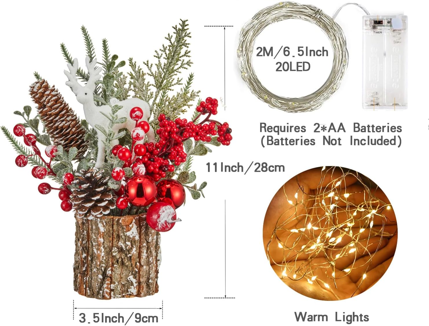 Xmas Decor Small Christmas Tree with Lights - Artificial Tabletop Lighted Mini Christmas Tree with Christmas Ornaments Gnomes Indoor for Office Desk Home Decorations - Chronus