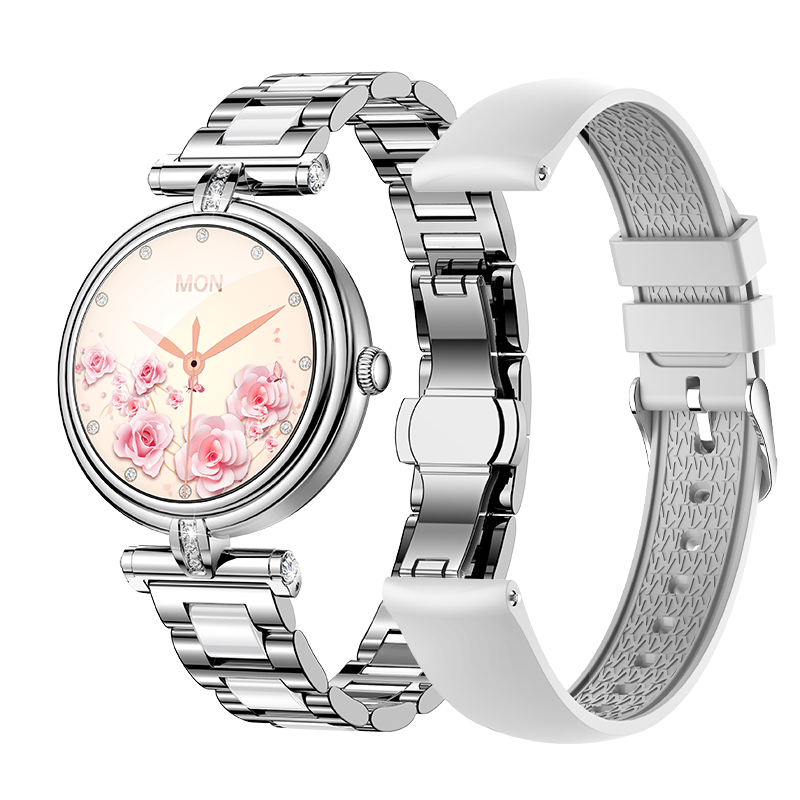 1.09 Inch Stylish Women’s Smartwatch with Diamond Design – Bluetooth Calling, Heart Rate, SpO₂, Sleep & Fitness Tracker with Women’s Wellness Features