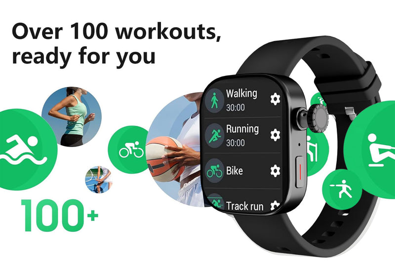 Chronus 2.06" Giant Screen SmartWatch with 270° rotating camera, independent calls, long battery life, AI assistant