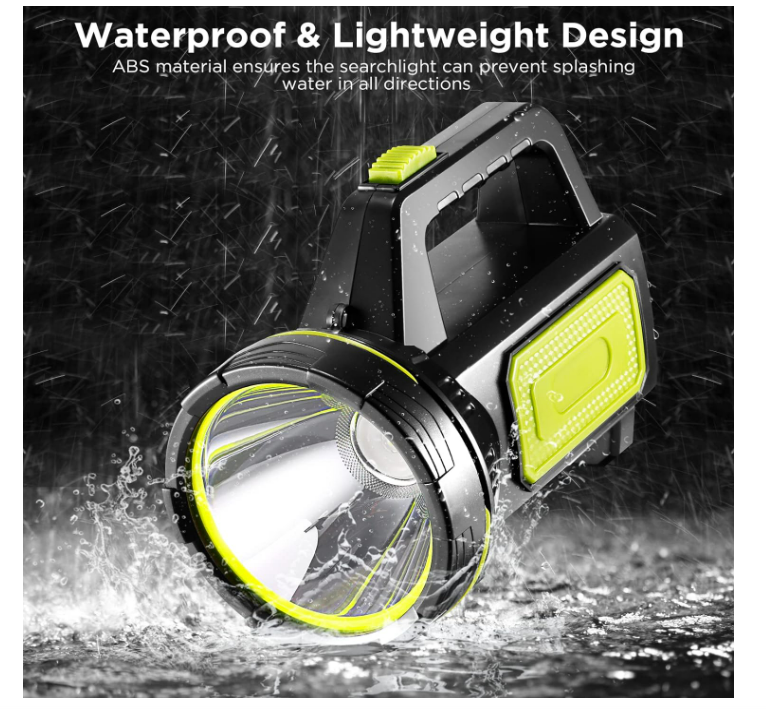 Super Bright LED Searchlight Flashlight, Waterproof, Lantern for Camping, Black - Chronus