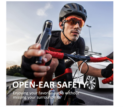 Bone Conduction Headphones, Open Ear Bluetooth, Waterproof, 20H Playtime (Black)