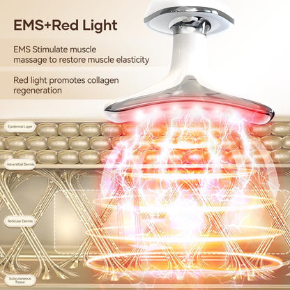 LED Face Sculptor for Skin Tightening and Neck Lifting, 45°C EMS Massage Face Tightening Machine for Women