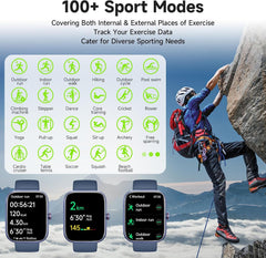 Smart Watch, Alexa Built-in, Answer/Make Calls, 1.91" HD Screen Fitness, IP68 Waterproof, 100 Sports, Heart Rate Monitor, Sleep Tracker,Blue - Chronus