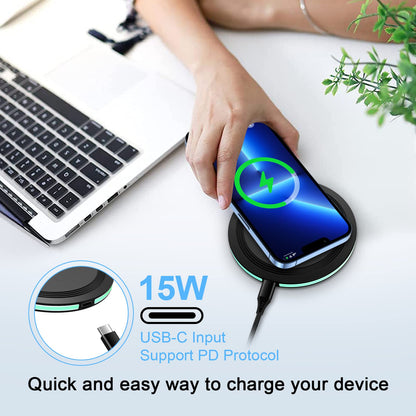 Wireless Charger Samsung Fast Charging Pad for Samsung Galaxy S24/S23 Ultra /S22/S21/Z Flip 6 5,15W Wireless Charging Pad for iPhone 15 14