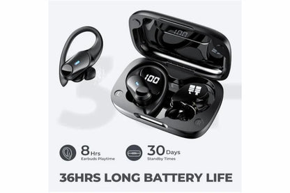 Wireless Earbuds Bluetooth Headphones with Deep Bass Stereo OverEar buds Black
