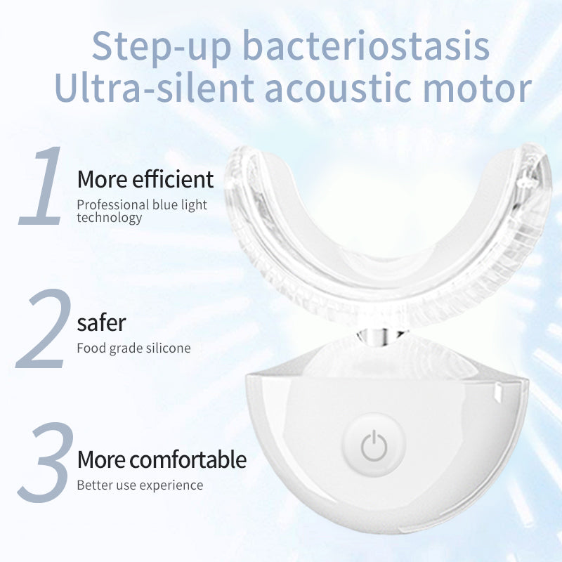 Wireless U-Shaped Sonic Teeth Whitening Device – Food-Grade Silicone, Antibacterial, Long-Lasting & Waterproof