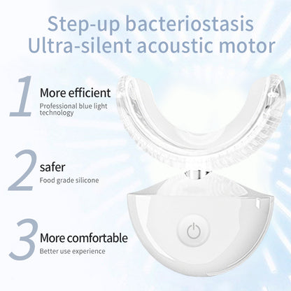 Wireless U-Shaped Sonic Teeth Whitening Device – Food-Grade Silicone, Antibacterial, Long-Lasting & Waterproof