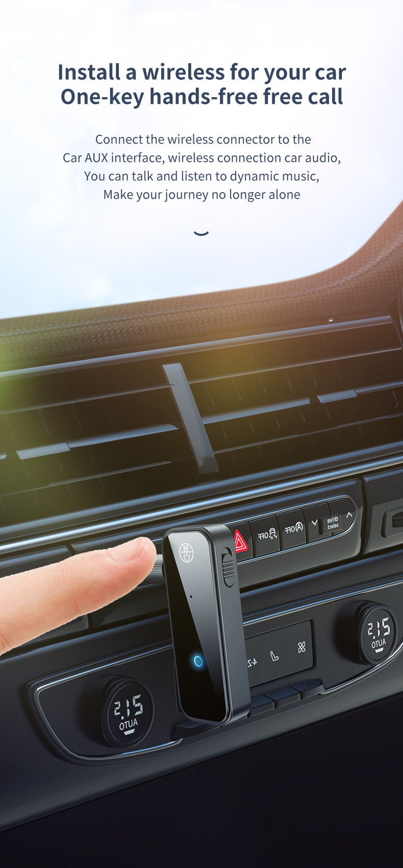 Bluetooth AUX Adapter for Car, 3.5mm Wireless Audio Receiver for Car Stereo (Black)