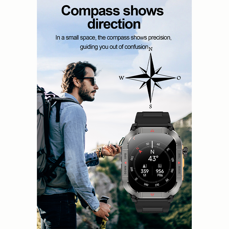 Smartwatch HK84 3ATM Waterproof GPS Compass AMOLED