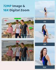 5K Digital Camera - 72MP UHD Digital Cameras for Photography - Autofocus Point and Shoot Small Camera(Black)