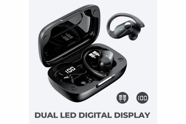 Wireless Earbuds Bluetooth Headphones with Deep Bass Stereo OverEar buds Black