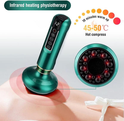 Household Electric Scraping and Cupping Instrument Vacuum Negative Pressure Heating Gravity Operator Cupping Device - Rechargeable(green)