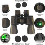 Binoculars for Adults, 20x50 High Power Military Binoculars with Low Light Night Vision, Compact Waterproof, BAK-4 Prism FMC Lens, for Bird Watching, Travel, Hunting, Stargazing - Camouflage - Chronus