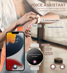 Smartwatch for Women with Bluetooth Call, Heart Rate, SpO2, Sleep Monitor, Fitness Tracker, 1.32" HD Screen(gold)PT & ES Local Express Delivery (~4 Days)