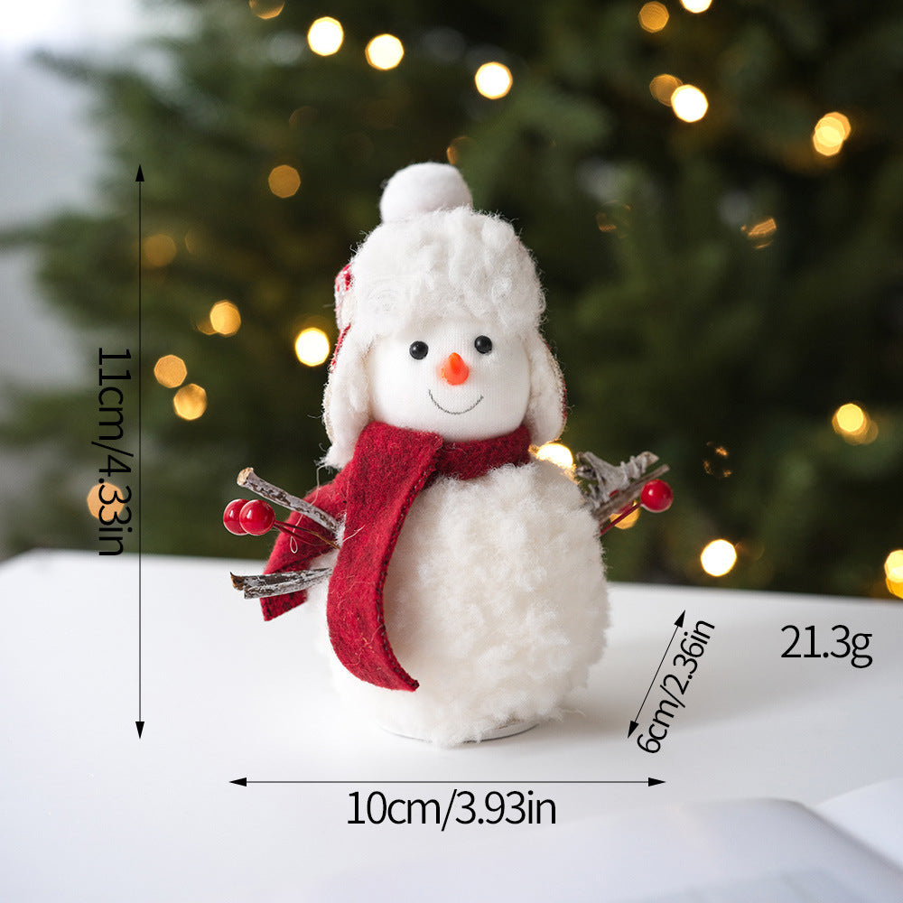 【3pack】 Plush knitted Christmas snowman doll ornaments Christmas desktop atmosphere decoration arrangement - Chronus