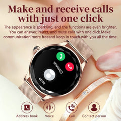 Luxury Slim 1.27'' Women’s Smartwatch – Stylish Alloy Build, HD Screen, Wellness Monitor & Long Battery Life(Rose) - Chronus