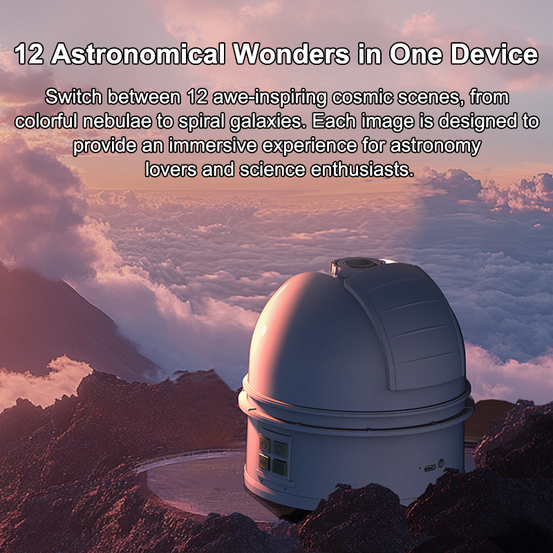 Planetarium Projection Lamp with Voice Narration, 12 Cosmic Scenes, Adjustable Focus & Dome Light(Grey)