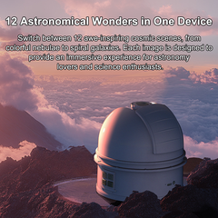 Planetarium Projection Lamp with Voice Narration, 12 Cosmic Scenes, Adjustable Focus & Dome Light(Grey) - Chronus