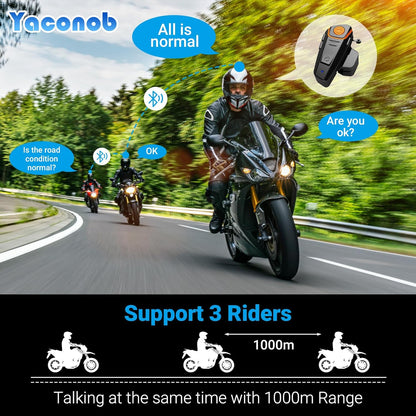 Motorcycle Bluetooth intercom, 1000m, connect up to three people to talk at the same time, upgraded version
