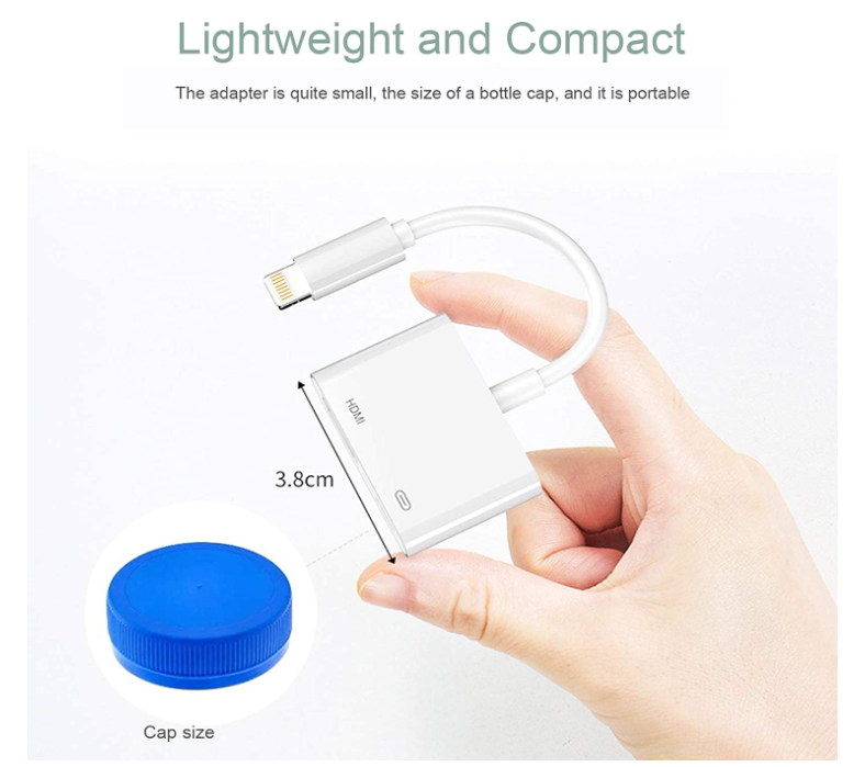 Lightning to HDMI Adapter, Lightning Digital AV Adapter 1080P Video Audio Sync Screen Converter Charging Port, white - Chronus