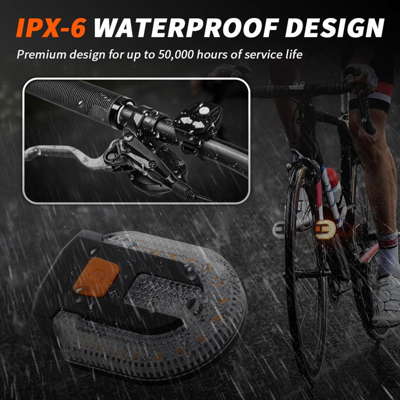 Chronus 4Pcs Bike Signals, Waterproof, Remote Alarm, USB,5 Modes Black