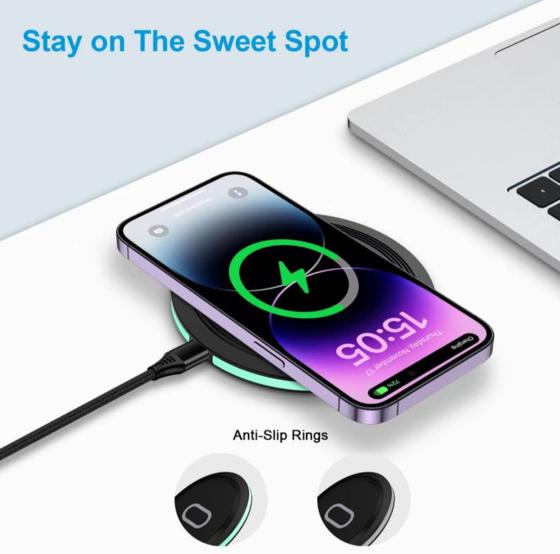 Wireless Charger Samsung Fast Charging Pad for Samsung Galaxy S24/S23 Ultra /S22/S21/Z Flip 6 5,15W Wireless Charging Pad for iPhone 15 14