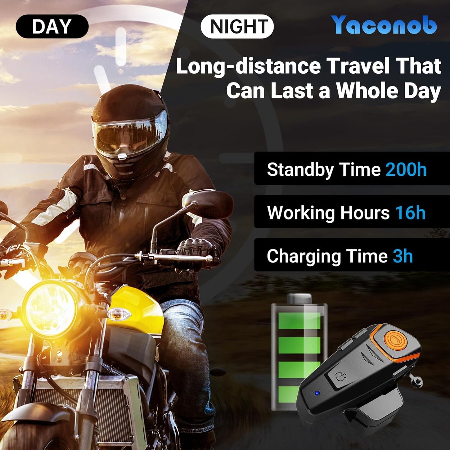 Motorcycle Bluetooth intercom, 1000m, connect up to three people to talk at the same time, upgraded version
