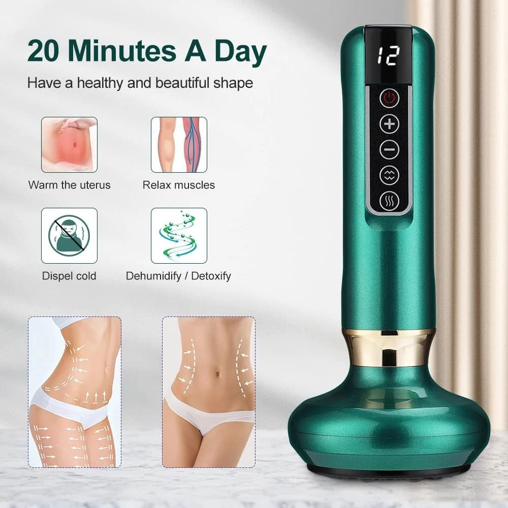 Household Electric Scraping and Cupping Instrument Vacuum Negative Pressure Heating Gravity Operator Cupping Device - Rechargeable(green)