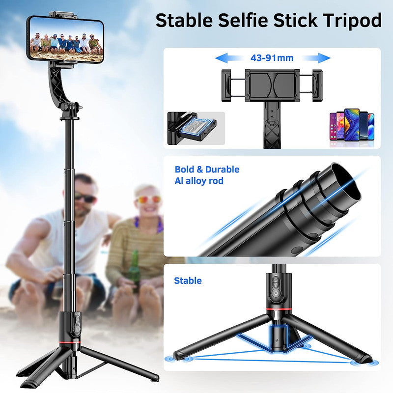 Smartphone Gimbal Stabilizer with Remote, Aluminum Extendable Selfie Stick Tripod, Compatible with iPhone and Android - Chronus