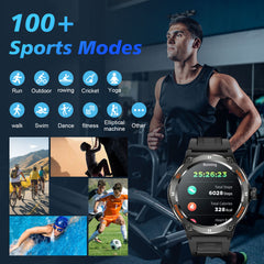 Chronus 1.53" HD Screen Smart Watch for Men: Fitness Tracker, Waterproof, Heart Rate, LED Flashlight, Bluetooth Call - Chronus