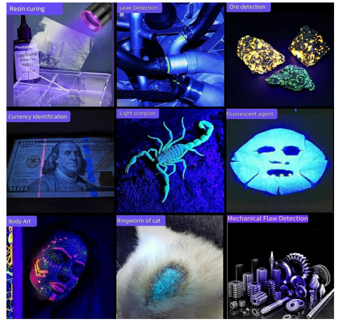 30W 365nm UV Torch Light USB Rechargeable Black Light Torches High Power UV Light for Resin Curing,Pet Urine Detection,Bed Bugs(Black) - Chronus