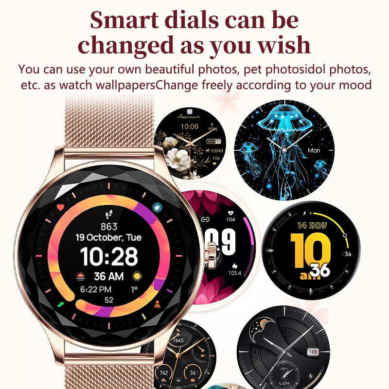 Luxury Slim 1.27'' Women’s Smartwatch – Stylish Alloy Build, HD Screen, Wellness Monitor & Long Battery Life(Rose) - Chronus