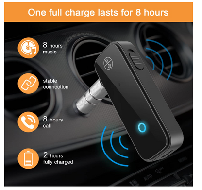 Bluetooth AUX Adapter for Car, 3.5mm Wireless Audio Receiver for Car Stereo (Black)