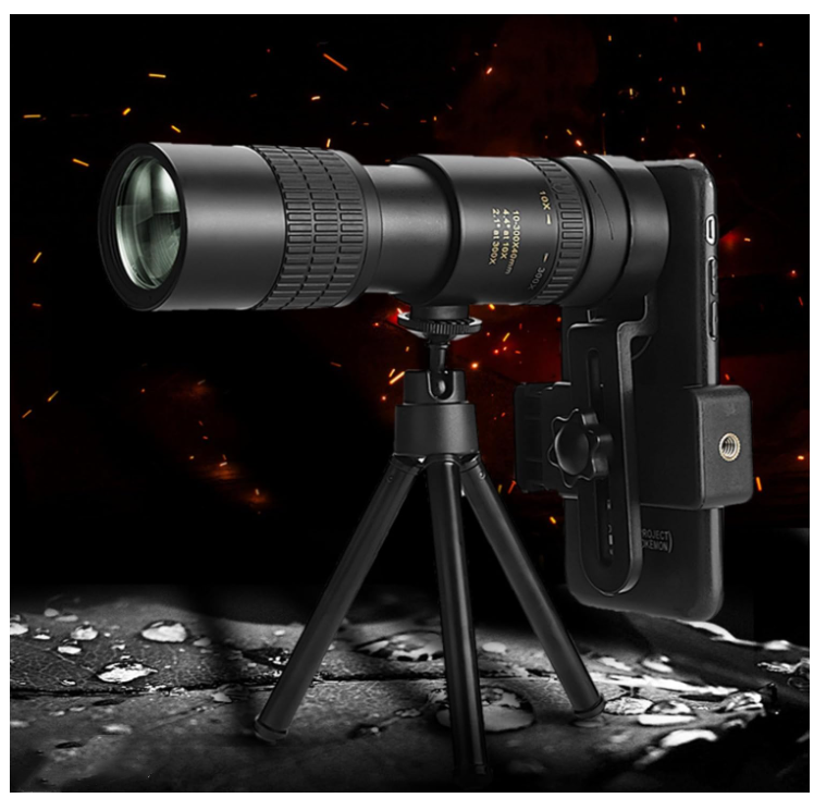 Telescope 4K 10300X40mm Telephoto Monocular, Super Zoom High Powered Waterproof Night Vision Handheld Skyscope Monoscope for Android iPhone(Black) - Chronus