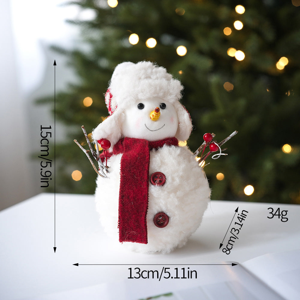 【3pack】 Plush knitted Christmas snowman doll ornaments Christmas desktop atmosphere decoration arrangement - Chronus