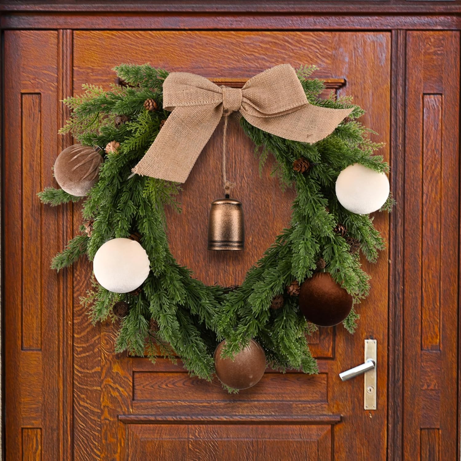 Brown Velvet Christmas Tree Ornaments - 15pcs Shatterproof Christmas Balls for Xmas Trees Decorations - Multicolor Brown Neutral Beige, 80mm 3.15inch - Chronus