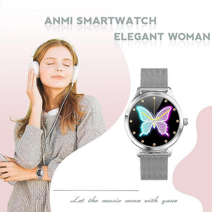 Smart Watch Ladies, IP68 Waterproof Fitness Tracker Smart Watch Ladies, with Female Cycle Management Heart Rate Monitor Blood Pressure Monitor Sleep Monitor Ladies WristWatch for Android iOS (Silver)