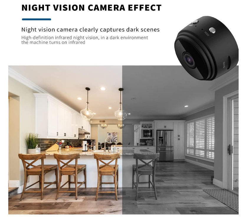 Hidden Cameras -Nanny Cam -WiFi Wireless -1080P HD WiFi-Surveillance Camera with Motion Detection and Night Vision(Black) - Chronus
