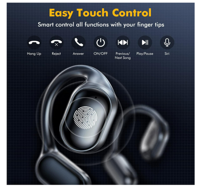 Waterproof Bone Conduction Wireless Earbuds, Running Headphones with Earhooks Black