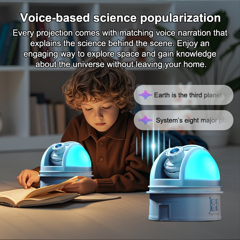 Planetarium Projection Lamp with Voice Narration, 12 Cosmic Scenes, Adjustable Focus & Dome Light(Grey)